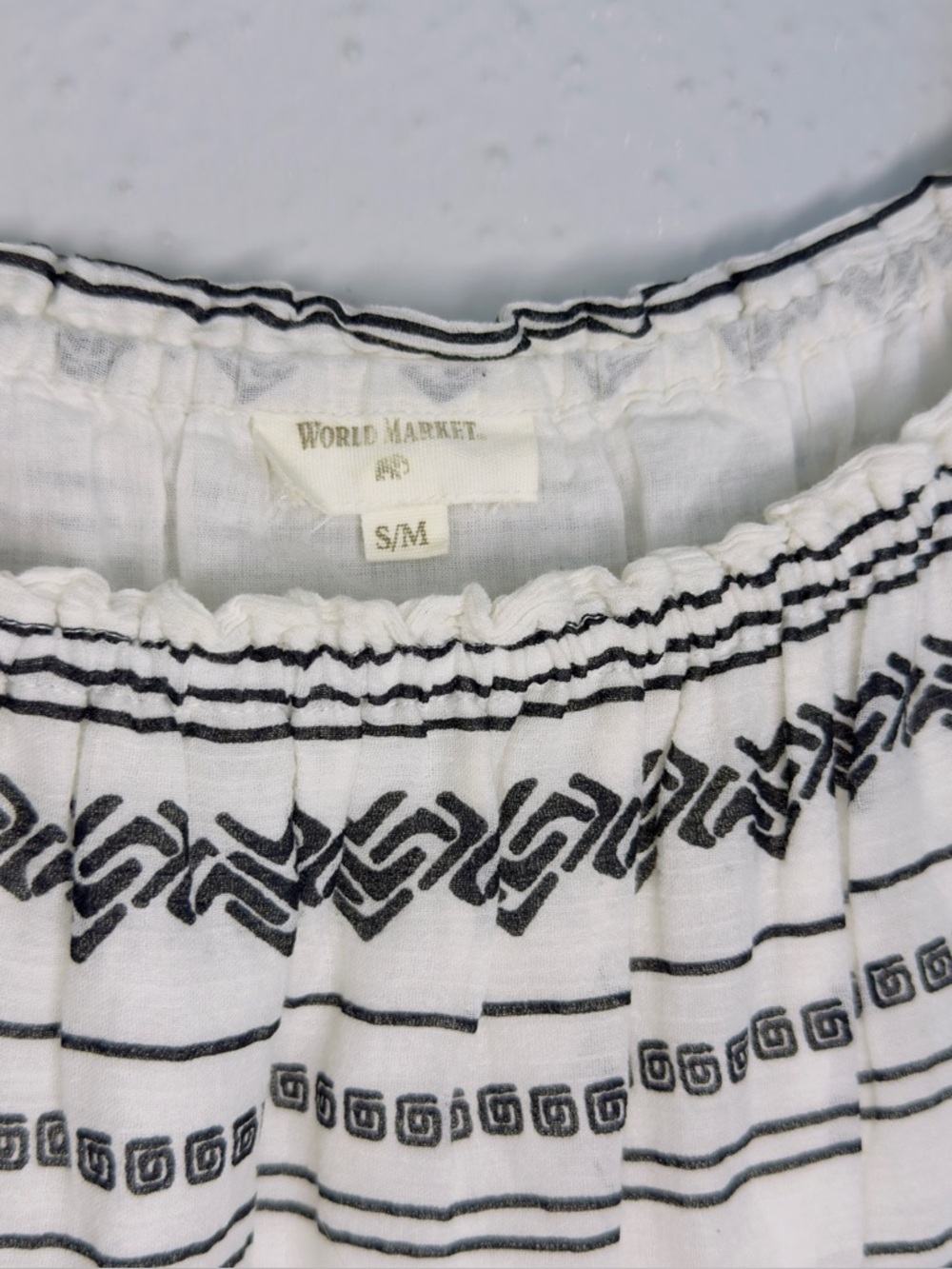 World Market World Market Black And White Off-Shoulder Striped Backless Dress View 2